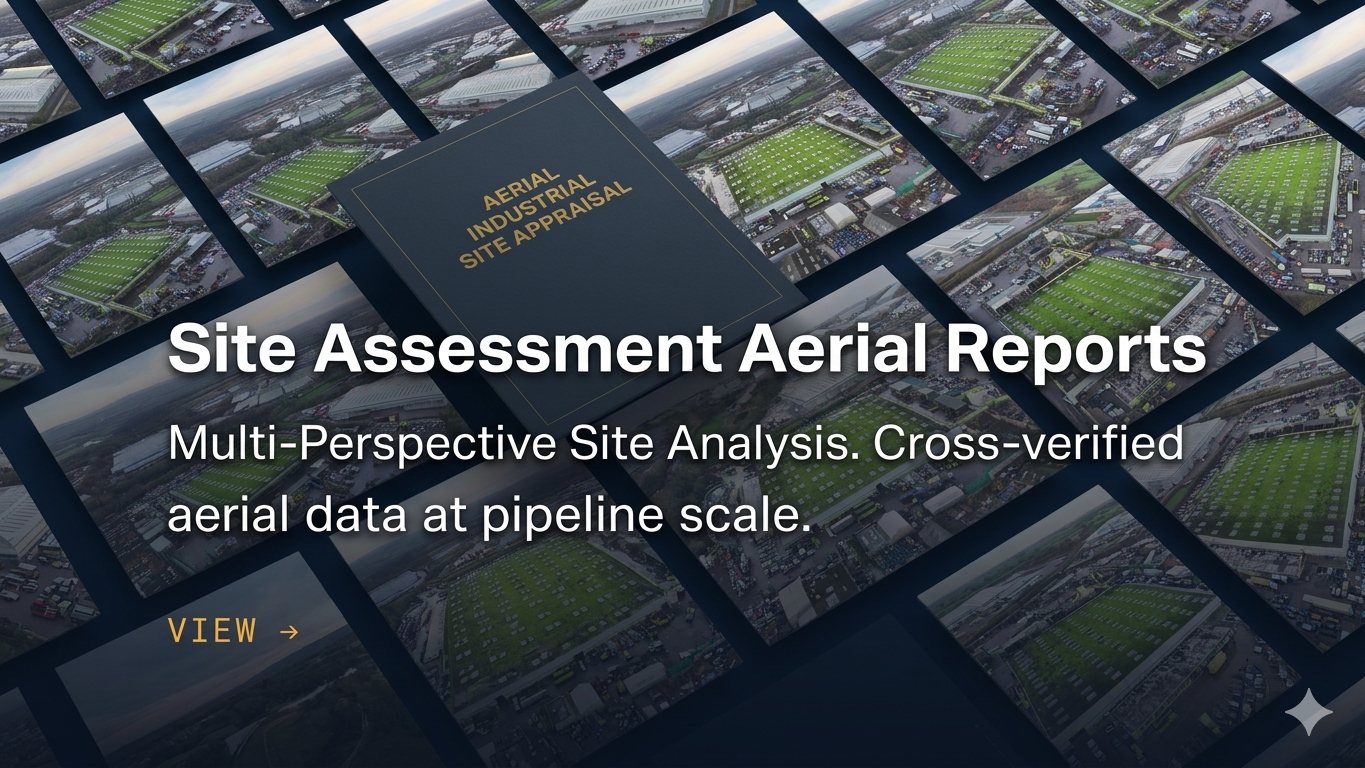 Site Assessment Aerial Reports branded composite produced by Solar Surveys for EPC contractor pre-construction programmes.