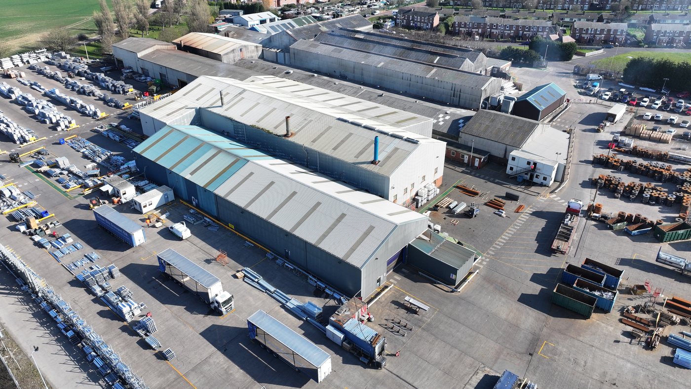 Aerial drone capture of a multi-MW industrial roof -- the raw input Solar Surveys photogrammetry pipelines turn into a 3D digital twin for solar PV structural accuracy.