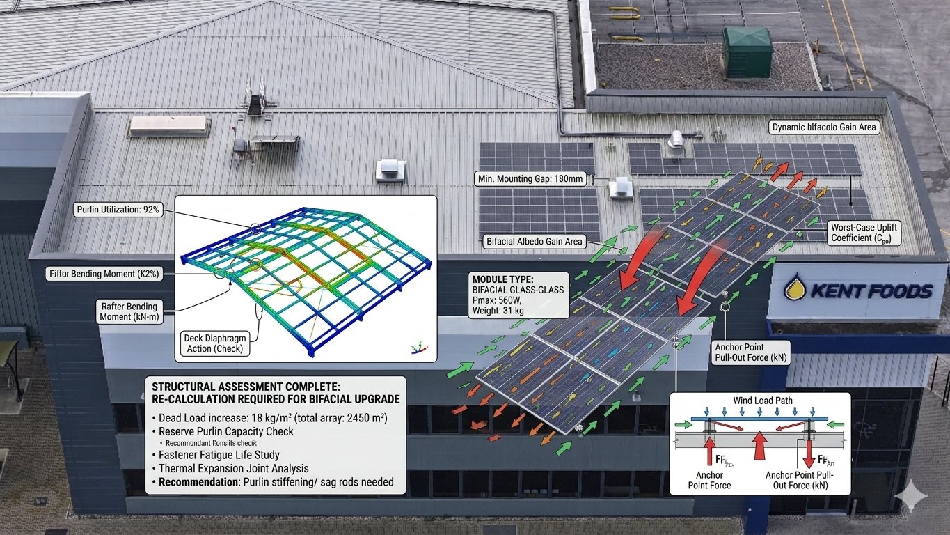 Roof diagram comparing pitched and flat roof solar PV structural assessments delivered by Solar Surveys.