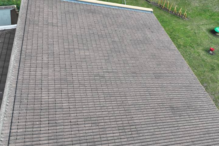 Concrete interlocking tile roof plane from above