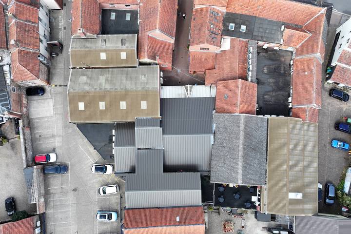 Clay pantile and sheet roofs from directly above