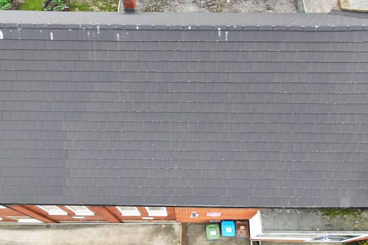 Slate roof plane photographed from directly above